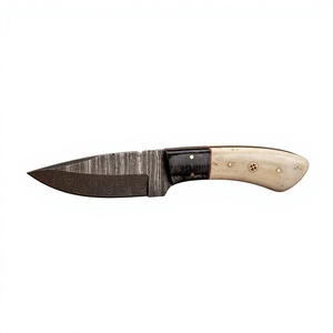 Cuchillo de hoja fija Drop Point de acero de Damasco con mango colorido, personalizable para caza, camping y supervivencia - Product Image 4