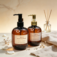 Bouteille Pompe Ronde en PET 300ml, Ambre Transparent, Doré, Blanc, Noir, Distributeur de Lotion, Shampoing, Savon Liquide pour Soins Personnels