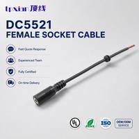 Kabel Daya Custom DC 5.5 X 2.5mm Jack Betina ke Ujung Terbuka Tanpa Isolasi dengan Grommet Karet untuk Catu Daya CCTV LED Strip