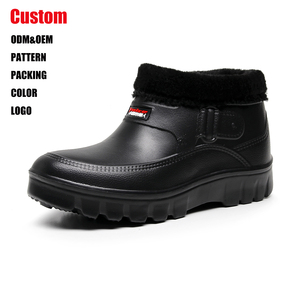 Bottes de neige mi-mollet légères en PVC antidérapantes et imperméables, doublure en peluche, chaudes <span class=keywords><strong>pour</strong></span> l'automne et l'hiver, semelle épaisse, chaussures de travail de jardin - Product Image 1