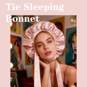 Bonnet de bain et de sommeil pour la maternité, en satin et ruban de soie artificielle, à large bord, pour soins capillaires et beauté, rose, or, gris - Product Image 4