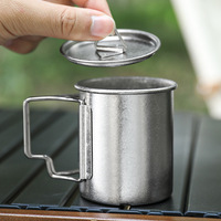 Tasse en titane pour l'extérieur, bouteille d'eau portable pour le camping, tasse à thé, mug à café, design à paroi simple pour l'exercice
