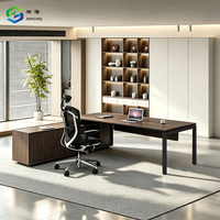 Bureau de direction de luxe en forme de L avec armoire de rangement pour la maison, le bureau, l'hôpital, l'école ou un usage commercial