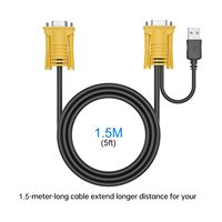 USB VGA 2-in-1 KVM kabel PVC jaket Twisted Pair Bare tembaga konduktor 5 kaki 10 kaki 16 kaki 1080p VGA KVM Switch Audio Video kabel