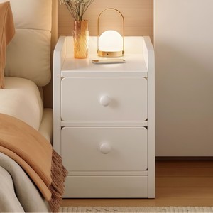 Modern Bedside <b>Table</b> With 2 Drawers Storage Nightstand For Bedroom <b>Small</b> Cabinet <b>White</b> Plastic Top Simple Design - Product Image 1