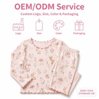 Ensemble de vêtements pour filles en viscose de bambou à 93% et élasthanne à 7%, imprimé cerf de la forêt, décontracté, manches longues, deux pièces, toutes saisons, OEM ODM