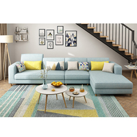 Canapé d'Angle Moderne et Épuré de Style Nordique avec Cadre en Bois Massif, Ensemble en Forme de L pour Salon