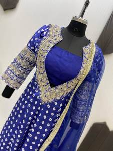 Hermoso pantalón superior tradicional degradado suave Dupatta Digital impreso Chinon con trabajo de bordado de espejo Real para fiesta - Product Image 5