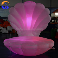 Mehrfarbige Aufblasbare Muschel mit LED-Beleuchtung Gebläse Einfacher Aufbau Langlebig für Nachtclub Hochzeit Musikparty Event Bühnendekoration