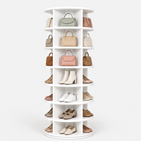 Meuble à chaussures moderne en bois, organisateur rotatif à 360°, étagères réglables, écologique, gain de place, pour salon et maison