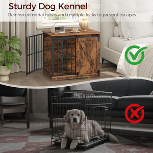 Cage à chien en bois robuste pour intérieur, avec porte en métal et séparateur à tiroir, pour animaux de grande taille - Product Image 4
