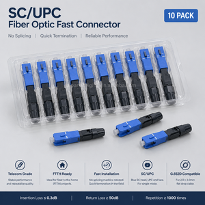 Connecteur rapide SC UPC pré-encollé pour fibre optique, connecteur froid FTTH pour câble de branchement monomode, joint froid SC - Product Image 1