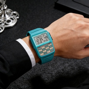 Montre numérique électronique rétro multifonctionnelle à forme irrégulière avec calculatrice, veilleuse LED, alarme sportive unisexe et affichage lumineux - Product Image 4