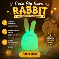 Lampe LED USB à capteur tactile en forme de lapin, mignonne lampe de chevet, lampe de table tactile, veilleuse pour enfants, veilleuse pour chambre d'enfant