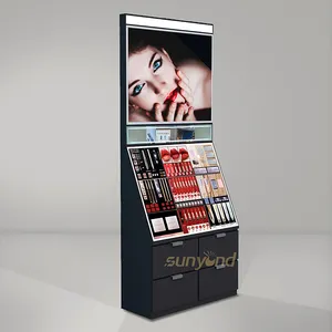 High-end Steel Metal Makeup Shop Shelves Lipstick Products Display Stand Suppliers Cosmetic And Beauty Display Cabinet