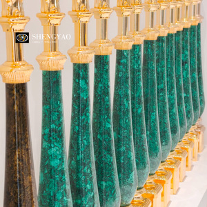 Barandilla <span class=keywords><strong>de</strong></span> Lujo para Villa con Decoración <span class=keywords><strong>de</strong></span> Piedras Preciosas, Pasamanos con Jarrón <span class=keywords><strong>de</strong></span> Malaquita Verde - Product Image 1