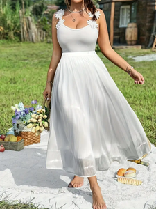 Gonna donna estiva tinta unita con elastico in vita bianco Casual gonne lunghe per le vacanze delle donne gonne da <span class=keywords><strong>spiaggia</strong></span> - Product Image 3