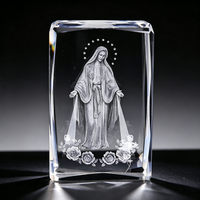 Cube en cristal gravé au laser 3D, souvenir religieux, bloc de cristal gravé au laser personnalisé, décoration d'intérieur, ornement, artisanat, cadeau en cristal