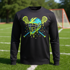 T-shirt à manches longues pour jeunes Lacrosse Ice Cream Drip Helmet Stick - Product Image 3