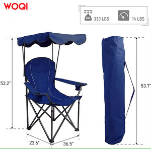 เก้าอี้พับแคมป์ปิ้ง Woqi สีน้ำเงิน ผ้า Oxford โครงอะลูมิเนียม พกพาสะดวก ใช้ได้ทั้งกลางแจ้งและในสวน พร้อมหลังคาและที่วางแก้ว - Product Image 4