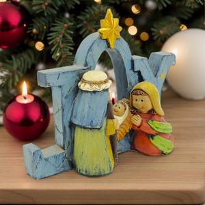 Ensemble de crèche de Noël-Figurines en résine de Noël avec scène de la Sainte Famille, décor de table artisanal pour salon et cadeaux - Product Image 5
