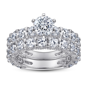 Anillo de Eternidad Clásico de Plata de Ley 925 con Circonita Cúbica de 0.8ct, Chapado en Rodio, para Compromiso, Aniversario o Fiesta - Product Image 1