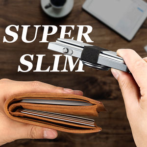 Dunste Aangepaste Logo Smart Creditcard Pop-Up <span class=keywords><strong>Rfid</strong></span> Aluminium Metalen Air Tag Portemonnee Met Houder - Product Image 6