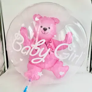 4D Transparent Baby Girl Boy Bear Bubble Ball Birthday Party Blue Pink Balloon Baby Shower Gender Reveal Decor DIY Gift Supplies