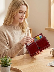 Fashion Women Retro Oil Wax Leather <b>Long</b> <b>Wallet</b> Large Capacity ID Card Holder Coin Bag Luxury Vintage Ladies Hand Purse - Product Image 6