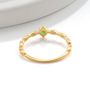 Bijoux fins, <span class=keywords><strong>bague</strong></span> en argent sterling S925 plaqué or 18 carats, zircon vert, <span class=keywords><strong>bague</strong></span> de fiançailles en zircon vert émeraude pour femmes pour mariage - Product Image 4