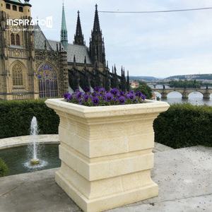 Urne en pierre artificielle grand format pour bordure de jardin, sculpture artistique, urne extérieure en pierre préfabriquée, banc incurvé en pierre. - Product Image 1