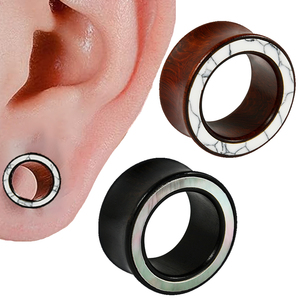 Urban Body Jewelry 0 Gauge Sono Wood Oval Spiral Plugs - Handcrafted Wood Ear Gauges