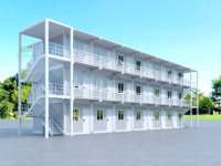 DYCE – Unité modulaire préfabriquée à assemblage rapide avec escalier extérieur, pour dortoir de chantier ou bureau, trois étages
