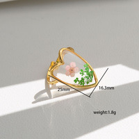 Bague réglable en acier inoxydable pour femme, design de niche, style minimaliste européen et américain, luxe léger, avec fleur stabilisée