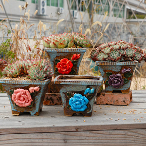 <span class=keywords><strong>Vaso</strong></span> di fiori dipinto a mano con <span class=keywords><strong>vaso</strong></span> di Rose succulente a grana grossa decorazione da <span class=keywords><strong>giardino</strong></span> - Product Image 1
