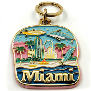 Bán Buôn Cá Nhân Thiết Kế Mới Miami Bãi Biển Và Xây Dựng Thành Phố Quà Lưu Niệm Keychain Khắc Móc Chìa Khóa Nhựa Tùy Chỉnh Keychain - Product Image 4