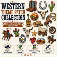 Patchs brodés personnalisés style Western, thermocollants ou à coudre, découpés, vintage, motifs Cowboy, Ranch, Cheval, Cactus, Bottes, pour Veste, Jean, Sac à dos, Chapeau