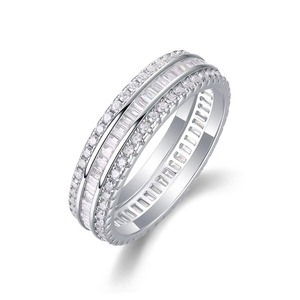 Anneaux en argent avec moissanite glacée, univers parallèles, multivers, moissanite complète, anneaux en argent sterling 925, anneau en moissanite VVS - Product Image 1