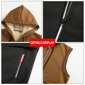 <span class=keywords><strong>Gilet</strong></span> en peau de mouton pour homme avec logo brodé personnalisé, de haute qualité, doublé de polaire, épais, chaud, fermeture éclair sur le devant, décontracté, polyvalent - Product Image 5