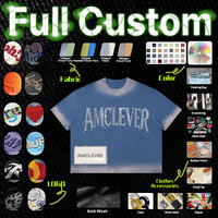 T-shirt décontracté AMCLEVER coupe ample col rond style streetwear vintage dégradé de couleurs 210 g/m² disponible en 6 couleurs