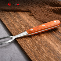 Fourchette à Jambon Rôti de Dinde en Acier Inoxydable de 8 Pouces Couteau à Fourchette en Bois Moderne pour BBQ Camping Professionnel PKKAA Couteau à Fourchette en Bois pour BBQ