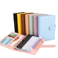 A5A6 PU cahier à feuilles mobiles classeur Macaron planificateur de calendrier manuel grand livre litchi motif 6 anneaux cadeaux pour enfants
