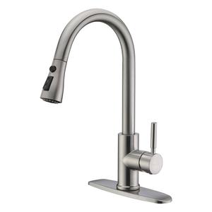 <span class=keywords><strong>Rubinetto</strong></span> da Cucina <span class=keywords><strong>a</strong></span> Braccio Alto con Singola Maniglia, Nichel Spazzolato, Miscelatore <span class=keywords><strong>a</strong></span> <span class=keywords><strong>3</strong></span> <span class=keywords><strong>Vie</strong></span> con Doccetta Estraibile in Acciaio Inox - Product Image 1
