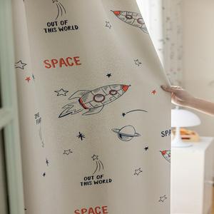 Camera dei bambini oscuranti <span class=keywords><strong>oro</strong></span> nero cartone animato Ready-Made <span class=keywords><strong>tende</strong></span> crema spazio digitale eco-friendly insonorizzate campano stampato <span class=keywords><strong>tende</strong></span> - Product Image 2