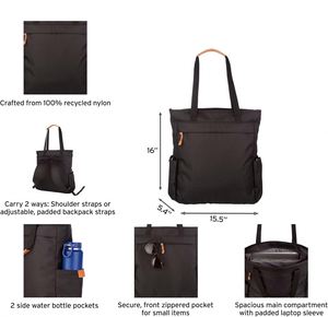 LE PETIT RUISSEAU Lightweight <b>Nylon</b> <b>Zipper</b> Closure Fashion Multi-Pocket Convertible <b>Tote</b> <b>Bag</b> for Daily and Outdoor Use - Product Image 5