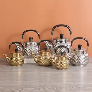 Moyen-Orient or argent poignée sphérique arabe dallah acier inoxydable cafetière cuisinière à induction théière bouilloire arabe