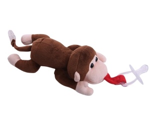 Tétines amovibles pour bébés Tigre Jouets en peluche pour bébés Jouet en peluche pour animaux suspendus avec sucette en silicone - Product Image 1