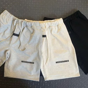 ESS22 Pantaloncini in Cotone di Alta Qualità, T-Shirt <span class=keywords><strong>e</strong></span> Pantaloncini Leggeri Color Avena con Stampa Floccata Nera <span class=keywords><strong>e</strong></span> Etichette - Product Image 3