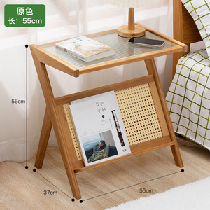 Mesita de noche moderna y sencilla con estante de almacenamiento con tapa de vidrio para dormitorio, sala de estar, uso de adultos y personas mayores - Product Image 2