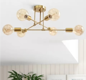 Moderne Crossover-Decken leuchte Kreative Mehrkopf-Wohnzimmer Schlafzimmer E27 Einfacher Raum Gold Glühbirne <span class=keywords><strong>LED</strong></span>-Decken leuchte - Product Image 2